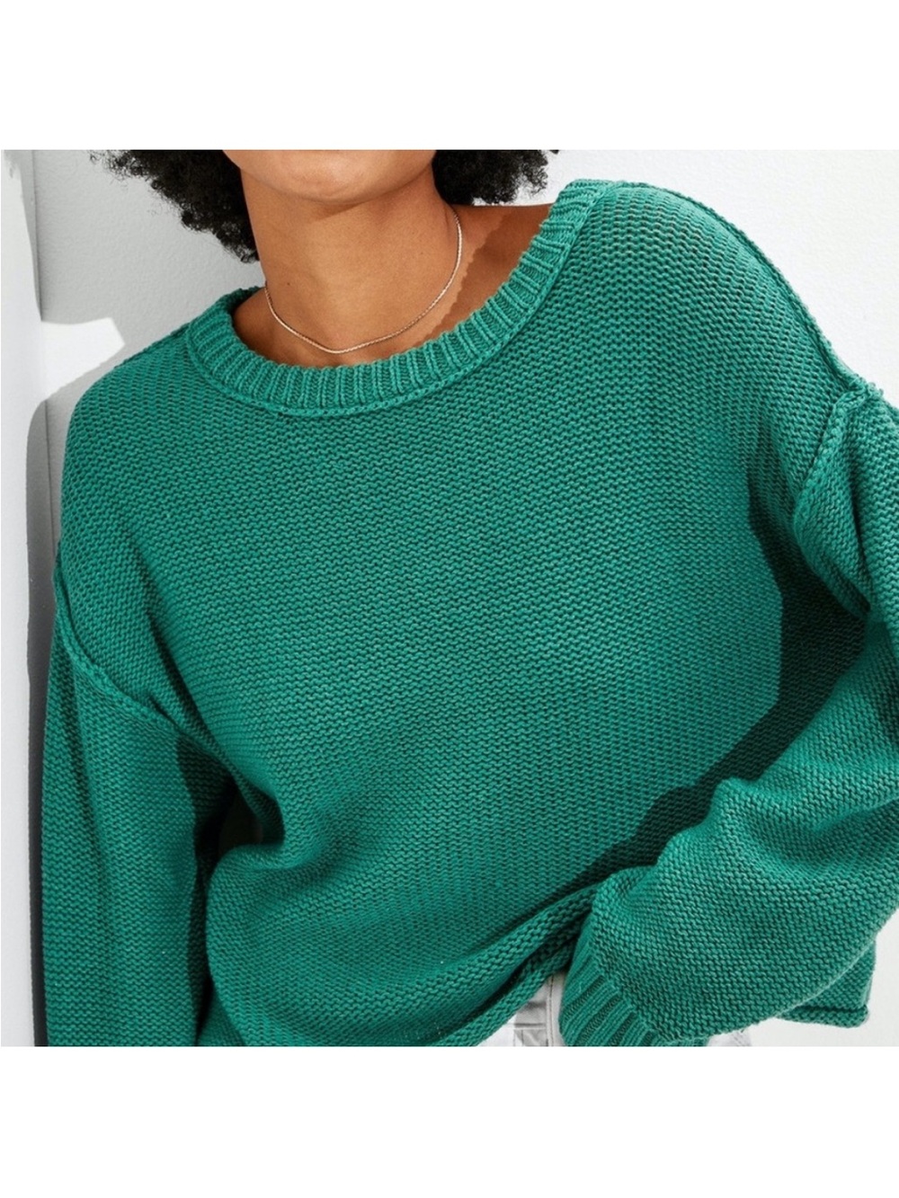 American Eagle Oversized Knit Rolled Hem Sweater - Small
